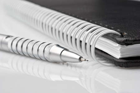 Notebook with silver pencil