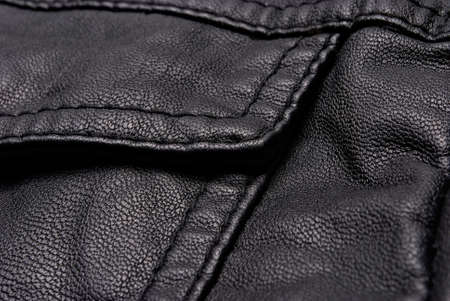 Close-up of black leather jacket detailsの写真素材