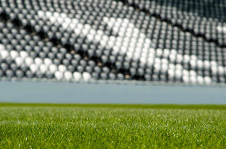 Green grass from a football stadiumの写真素材
