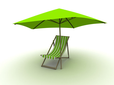 deck chair and sunshadeの写真素材