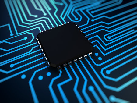 3d rendered illustration of a cpu in blue