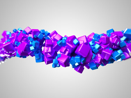 3d rendered illustration of some floating cubesの写真素材