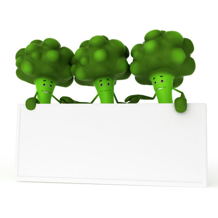 3d rendered illustration of a food character - broccoliの写真素材