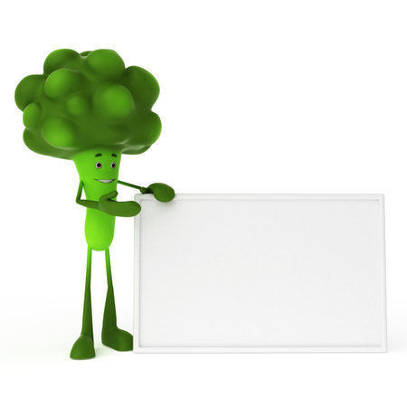 3d rendered illustration of a food character - broccoliの写真素材