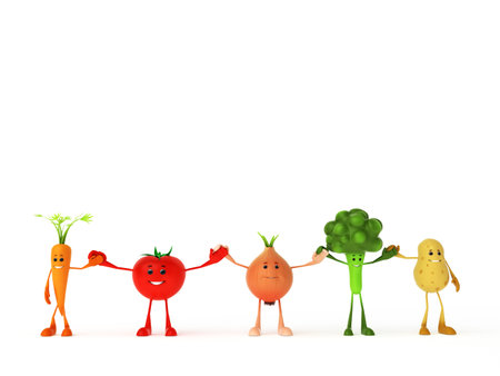 3d rendered illustration of some funny food charactersの写真素材