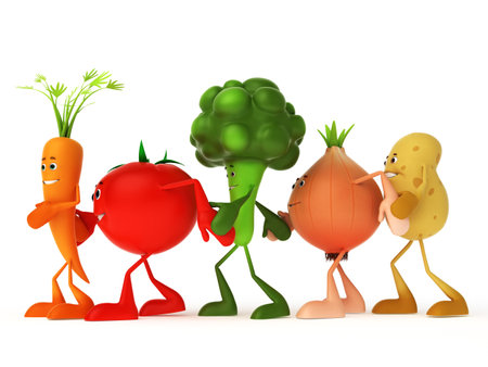3d rendered illustration of some funny food charactersの写真素材
