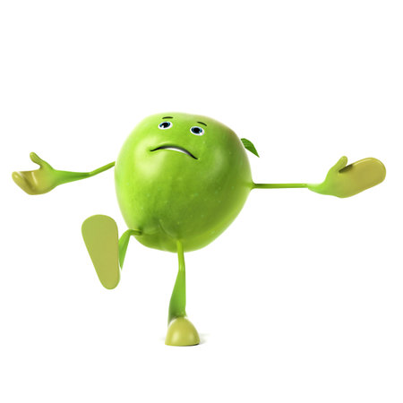 3d rendered illustration of an apple characterの写真素材