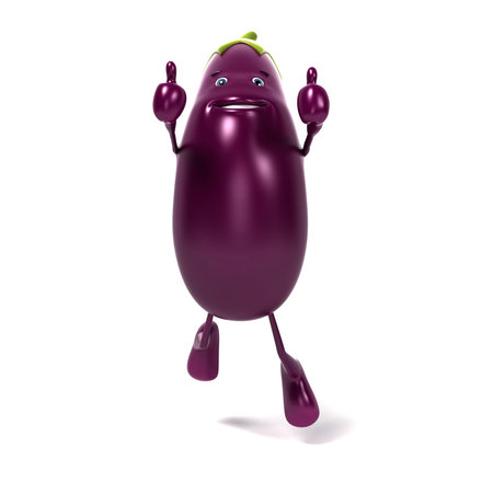 3d rendered illustration of a funny aubergine characterの写真素材