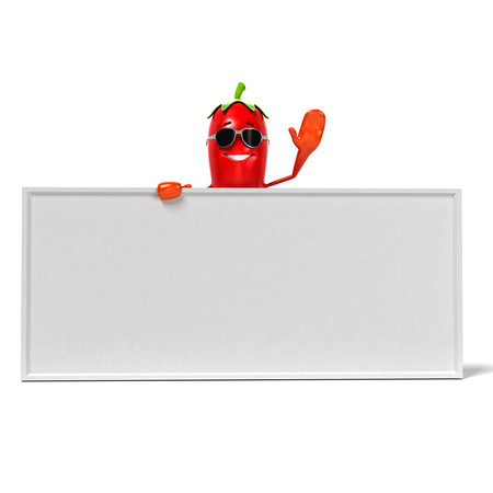 3d rendered illustration of a chili characterの写真素材