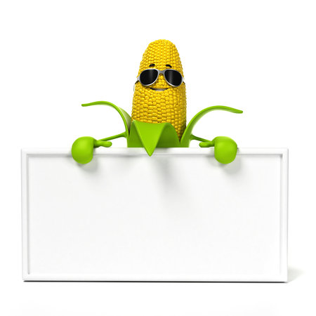 3d rendered illustration of a corn cob characterの写真素材