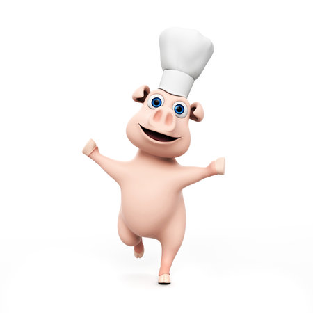 3d rendered illustration of a funny pigの写真素材