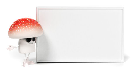 3d rendered illustration of a mushroom characterの写真素材