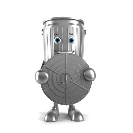 3d rendered illustration of a trash can characterの写真素材