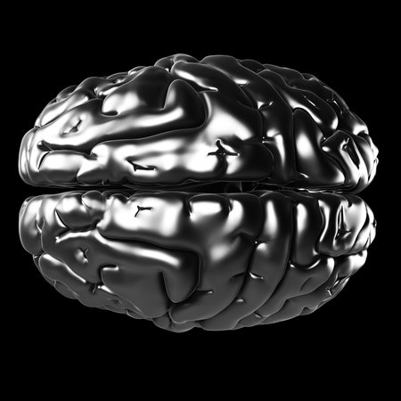 3d rendered illustration - metal brainの写真素材