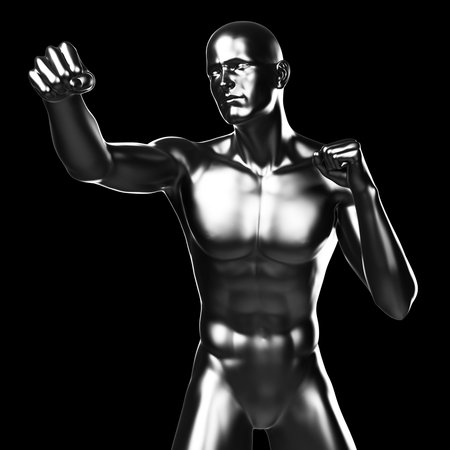 3d rendered illustration - metal fighterの写真素材