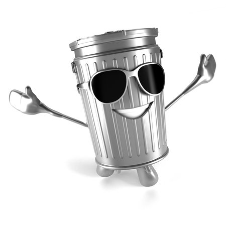 3d rendered illustration of a trash can characterの写真素材