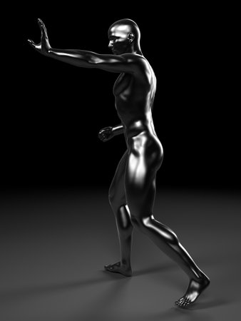 3d rendered illustration of a metal manの写真素材