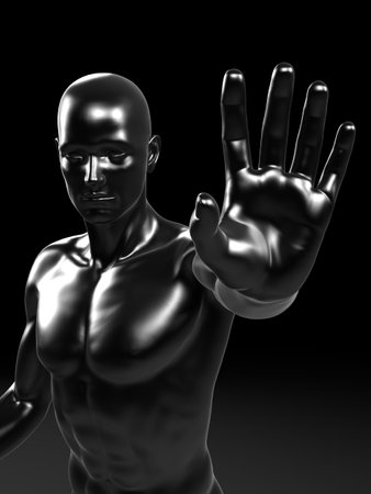 3d rendered illustration of a metal manの写真素材