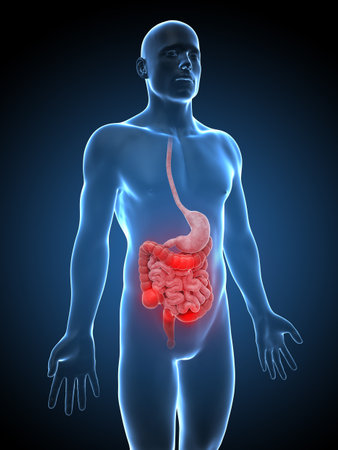 3d rendered illustration of a man having bellyache