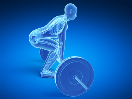 3d rendered medical illustration - correct lifting postureの写真素材