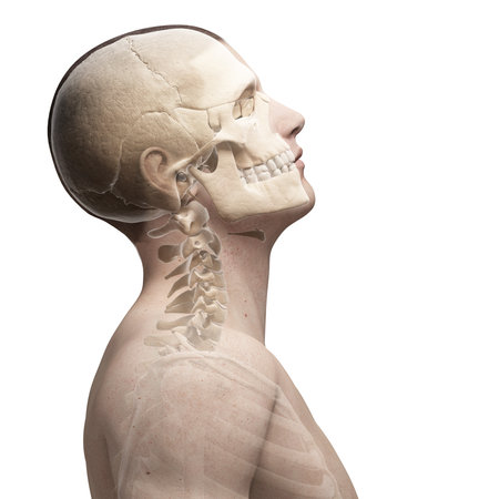 guy bending his neckの写真素材