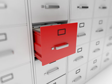 3d rendered illustration of a filing cabinetの写真素材