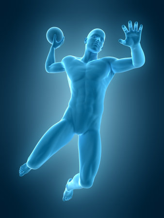 medically accurate 3d illustration of a handball playerの写真素材