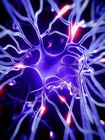 medically accurate 3d illustration of the active neuron cellの写真素材
