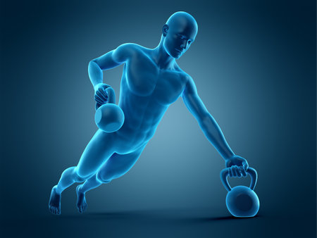 medically accurate 3d illustration of an athlete with kettleの写真素材