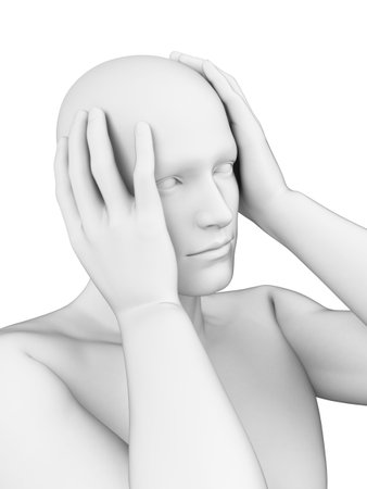 3d rendered illustration of a painful headの写真素材