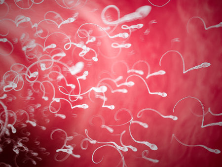 3d rendered medically accurate illustration of human sperm swarmの写真素材