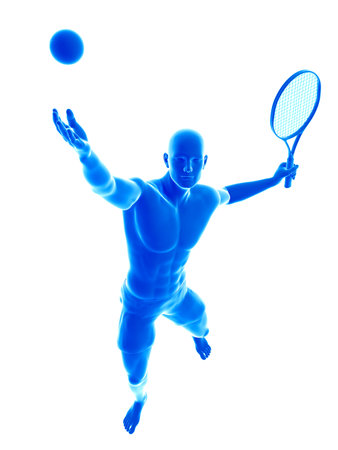 3d rendered medically accurate illustration of a man playing tennisの写真素材