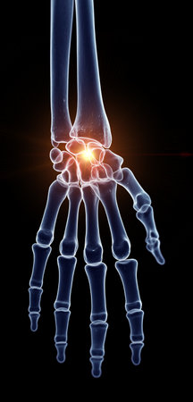 accurate medical illustration of a painful wristの写真素材