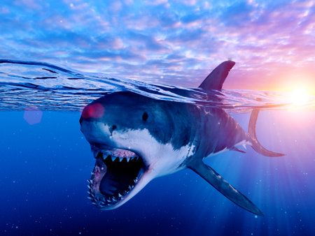 3d rendered illustration of a great white shark