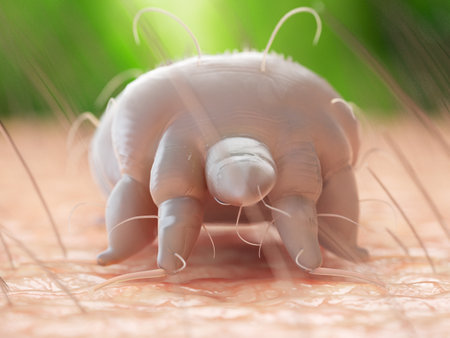 3d rendered medically accurate illustration of a scabies mite on human skinの写真素材