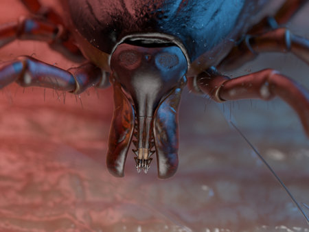 3d rendered medically accurate illustration of  a tick on human skinの写真素材