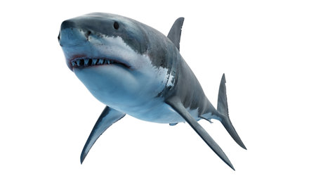 3d rendered illustration of a great white sharkの写真素材