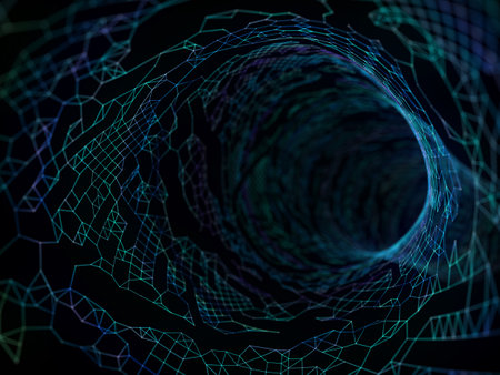 3d rendered illustration of an abstract plexus tunnelの写真素材