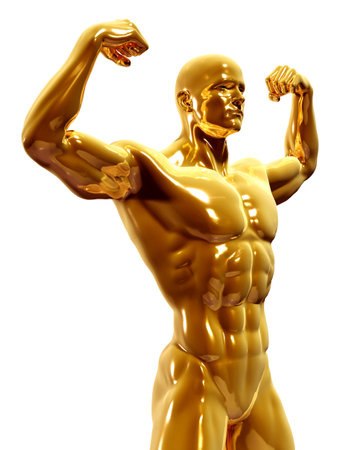 3d rendered illustration of a golden manの写真素材