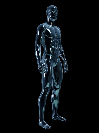 3d rendered illustration of a glass manの写真素材