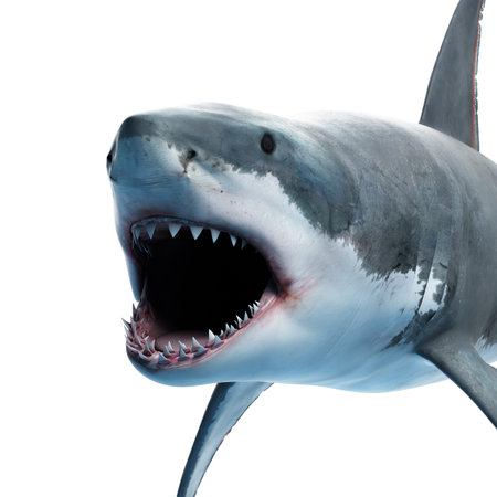 3d rendered illustration of a great white sharkの写真素材