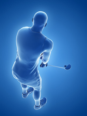 3d rendered medically accurate illustration of a golf playerの写真素材