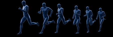 3d rendered illustration of a running mans bodyの写真素材