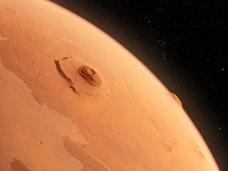 3d rendered illustration of the mars - olympus monsの写真素材
