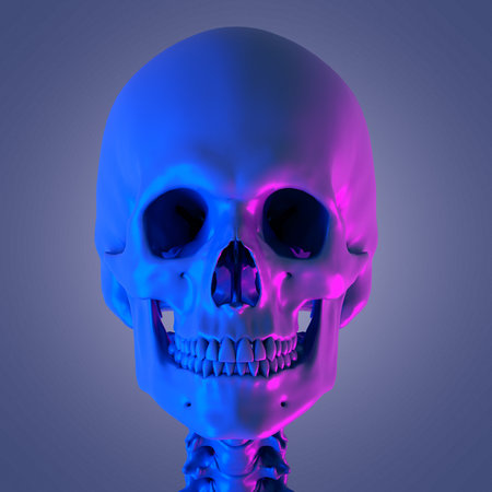 3d rendered abstract rendering of the skullの写真素材