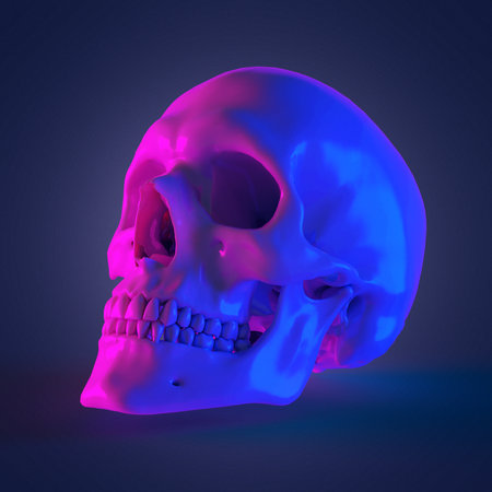 3d rendered abstract rendering of a skullの写真素材