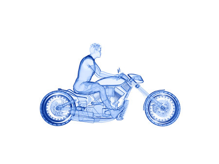 3d rendered illustration of a bikerの写真素材