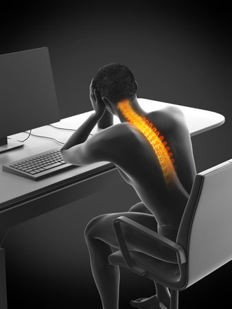3d rendered medically accurate illustration of an office worker having backacheの写真素材