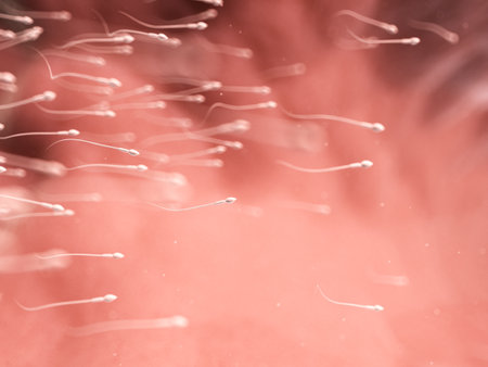 3d rendered illustration of a swarm of human spermの写真素材