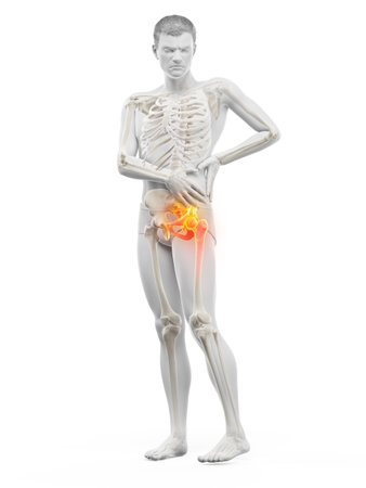 3d rendered medically accurate illustration of a man having a painful shoulder jointの写真素材